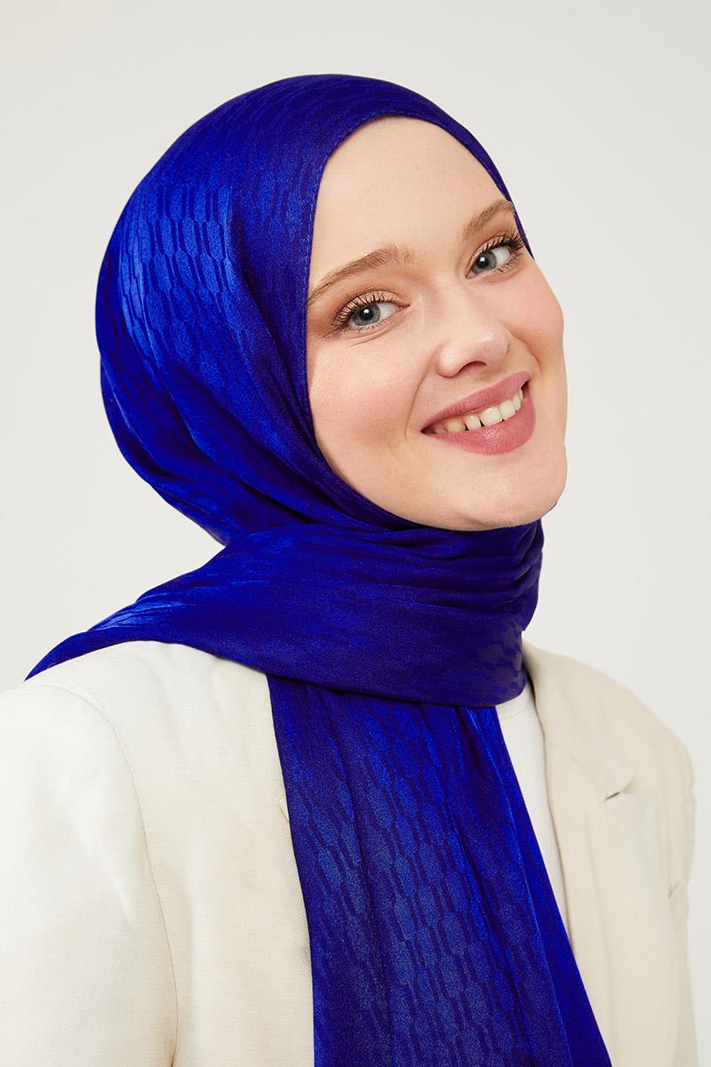 Fivescarf Saks Burgu Desen Jakarlı Elegance Şal
