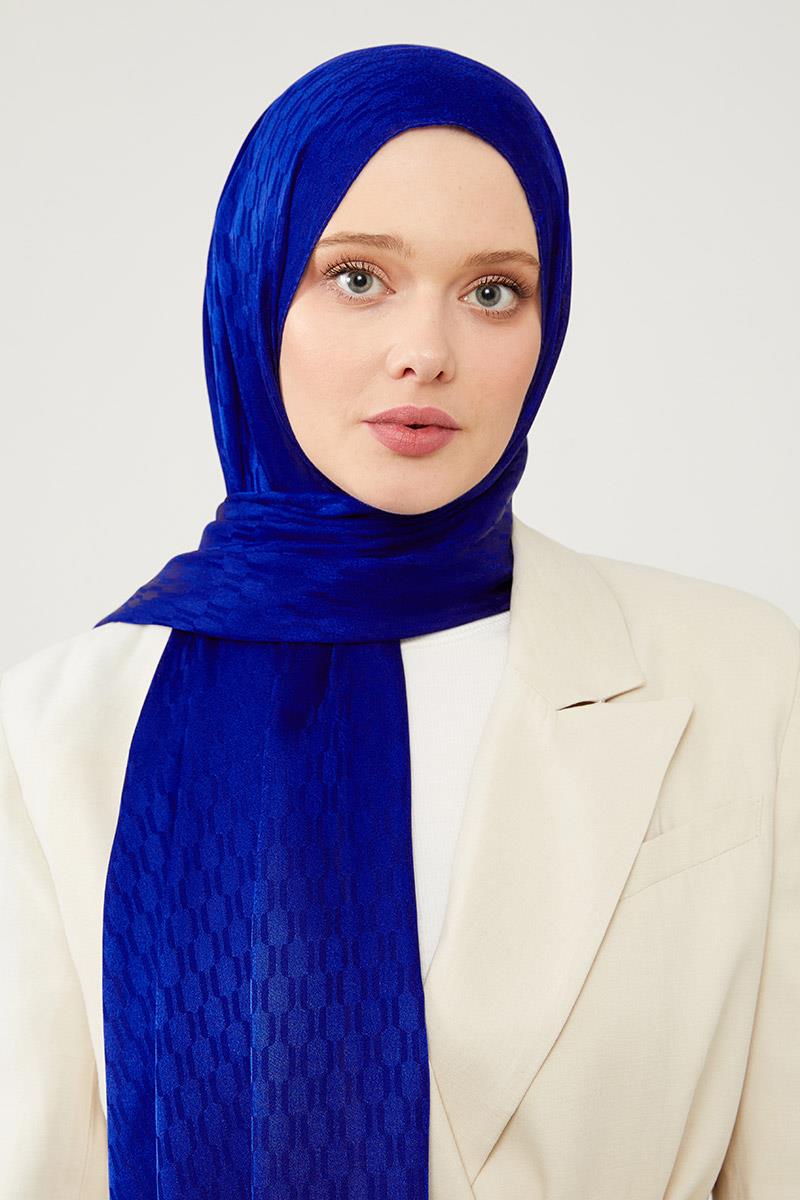 Fivescarf Saks Burgu Desen Jakarlı Elegance Şal