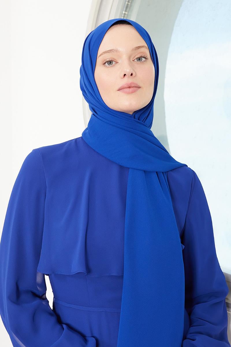 Fivescarf Saks Mavisi Medine İpeği Şal