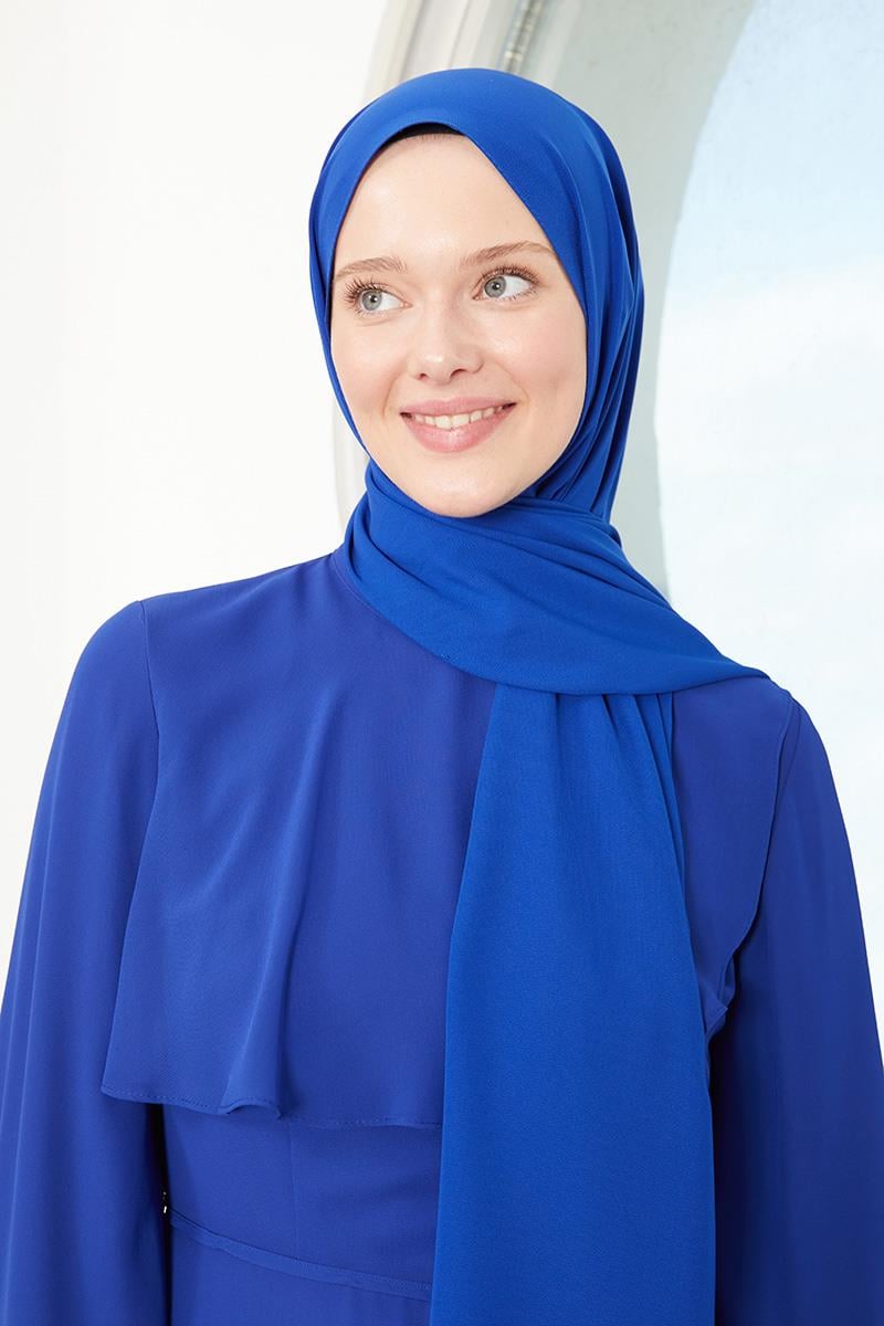 Fivescarf Saks Mavisi Medine İpeği Şal