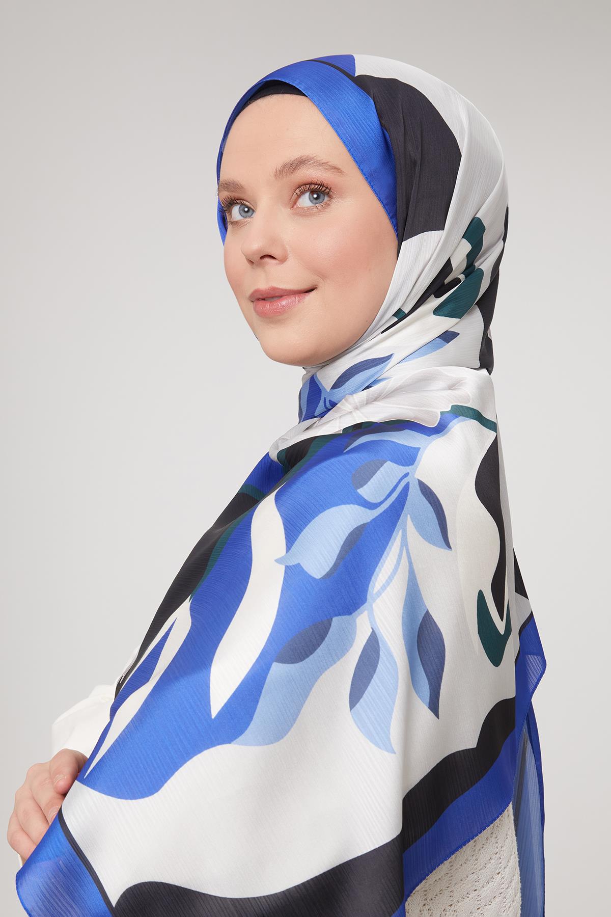 Fivescarf Saks Soyut Çiçek Desen Brand Şal