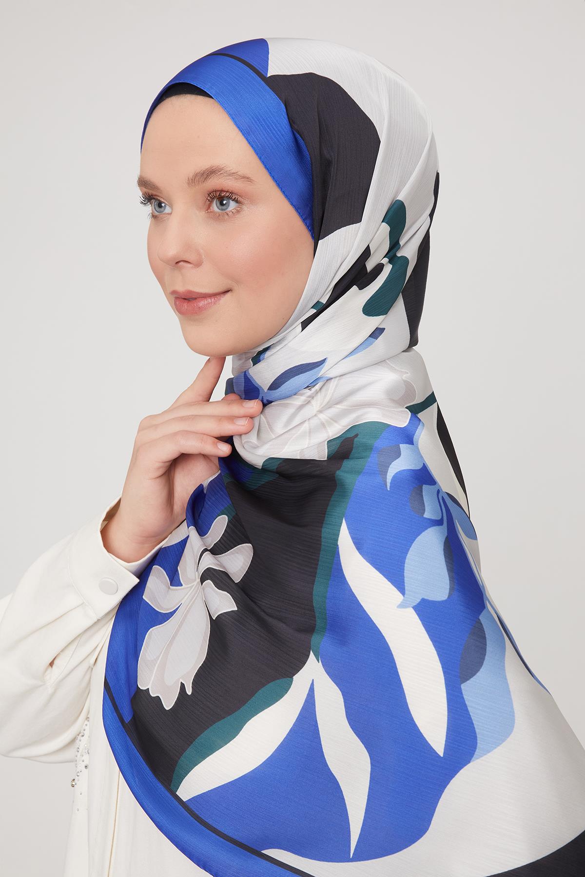 Fivescarf Saks Soyut Çiçek Desen Brand Şal