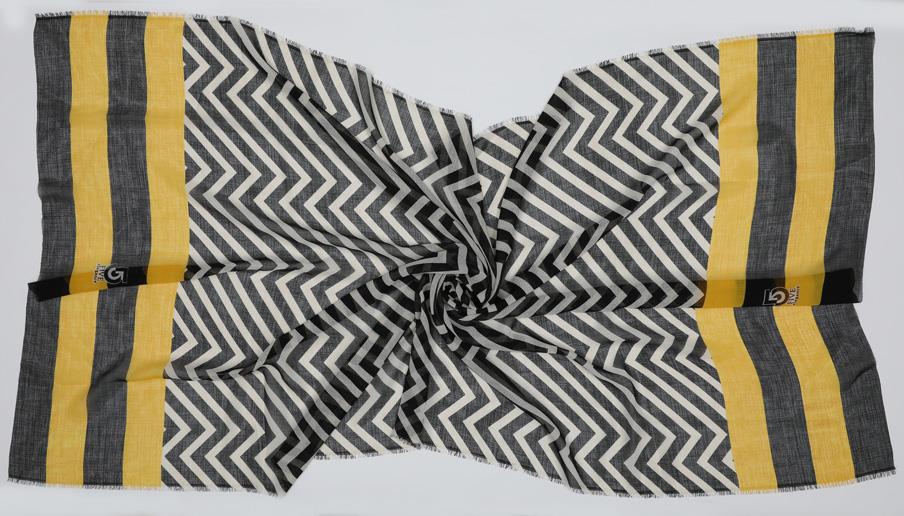 Fivescarf Sarı Desenli Pamuk Şal