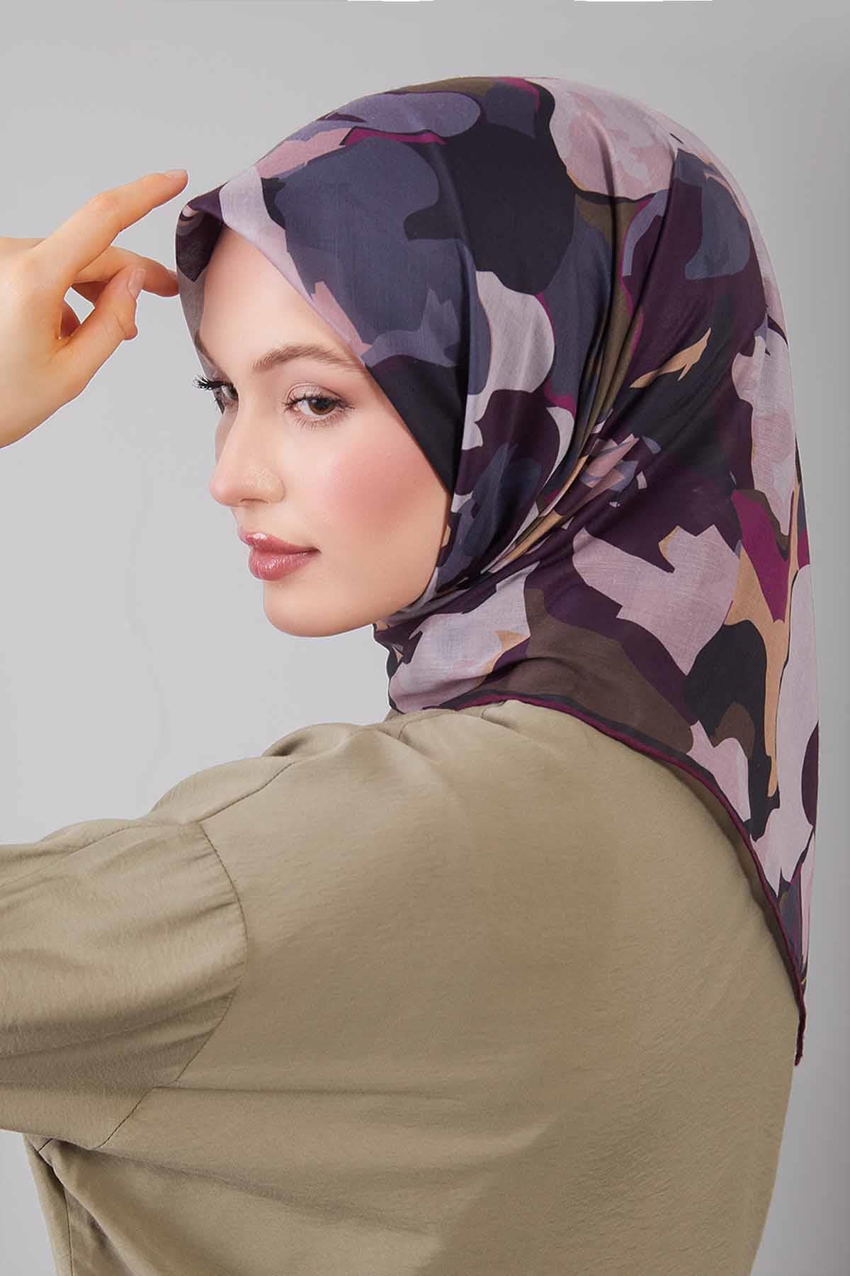 Fivescarf Sarı Karışık Desen Silk Coton Eşarp