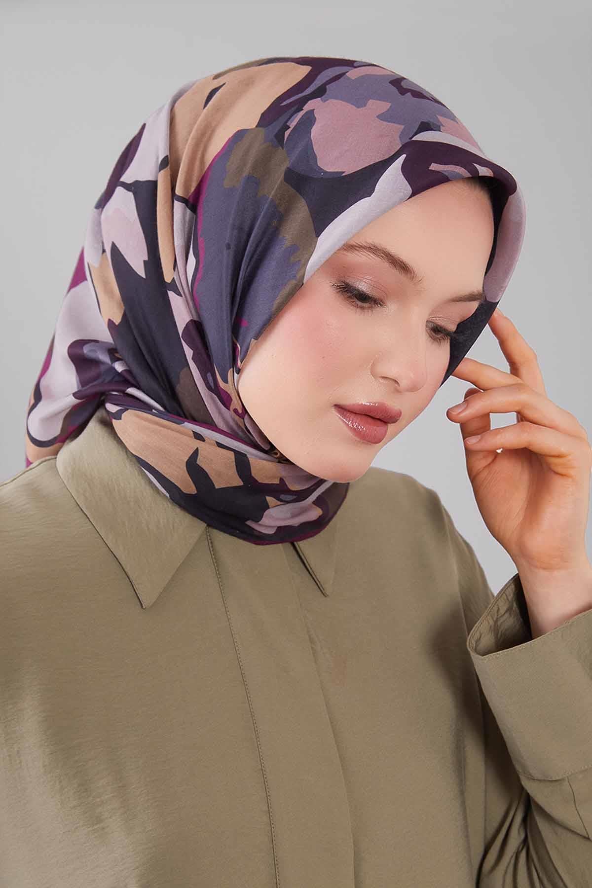 Fivescarf Sarı Karışık Desen Silk Coton Eşarp