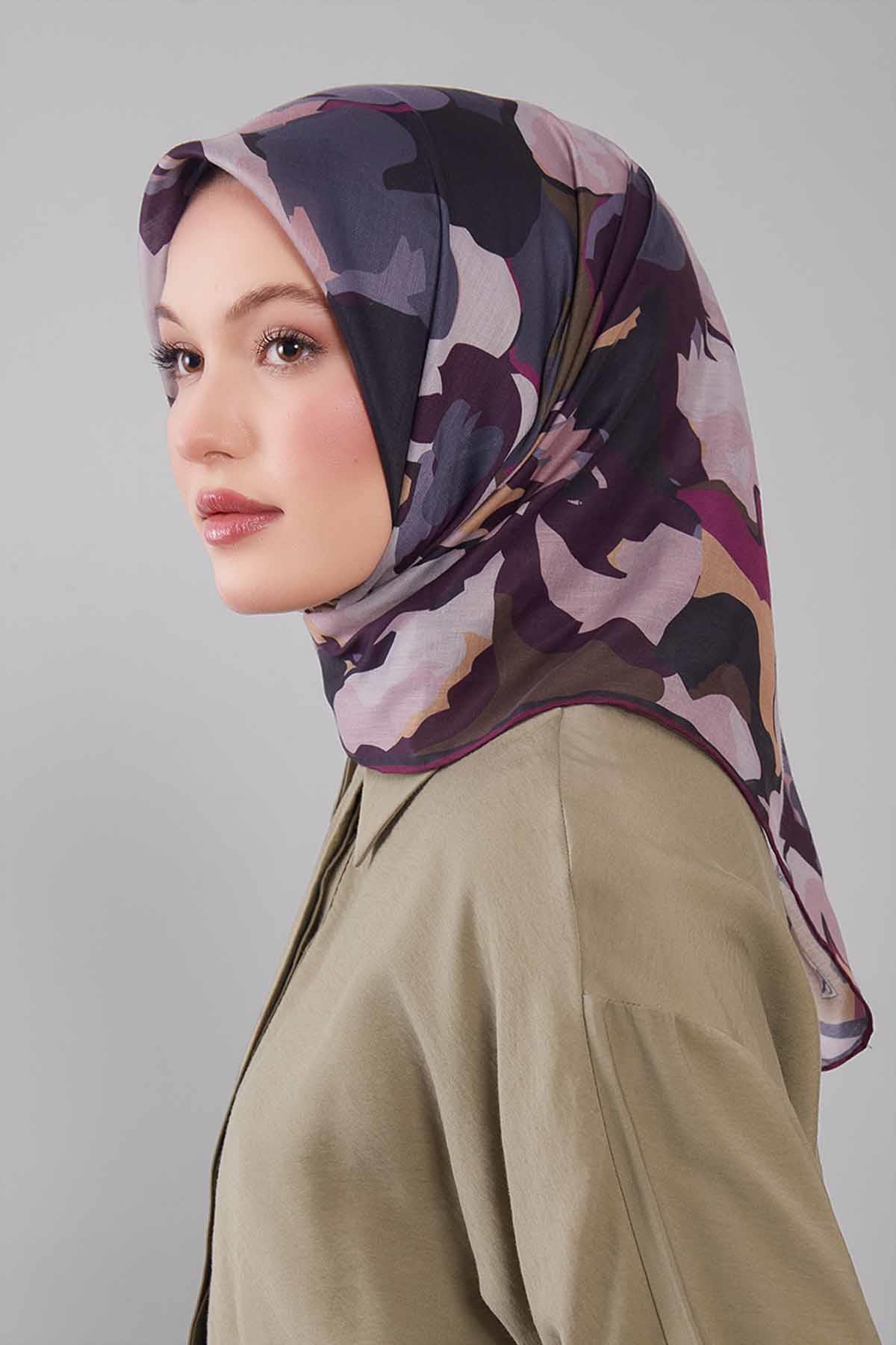 Fivescarf Sarı Karışık Desen Silk Coton Eşarp