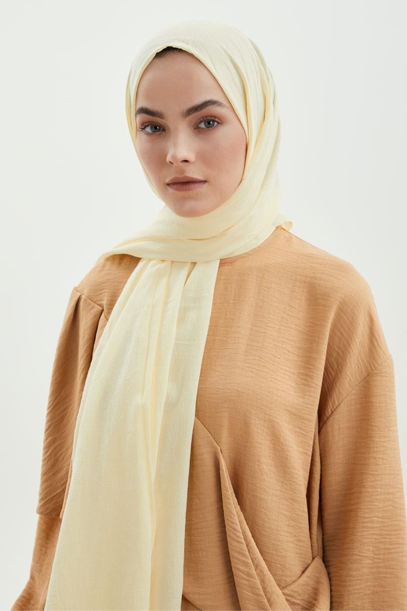 Fivescarf Sarı Naturel Pamuk Şal