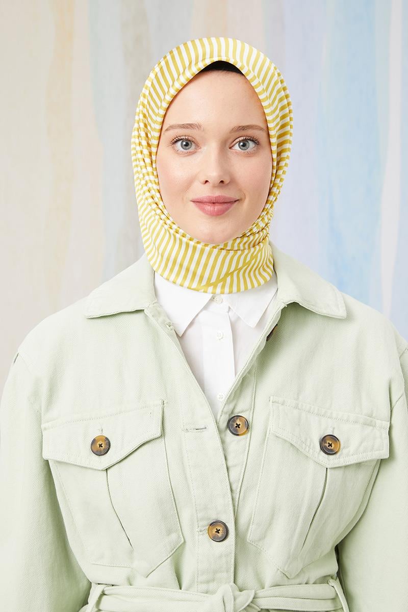 Fivescarf Sarı Twill Digital Eşarp