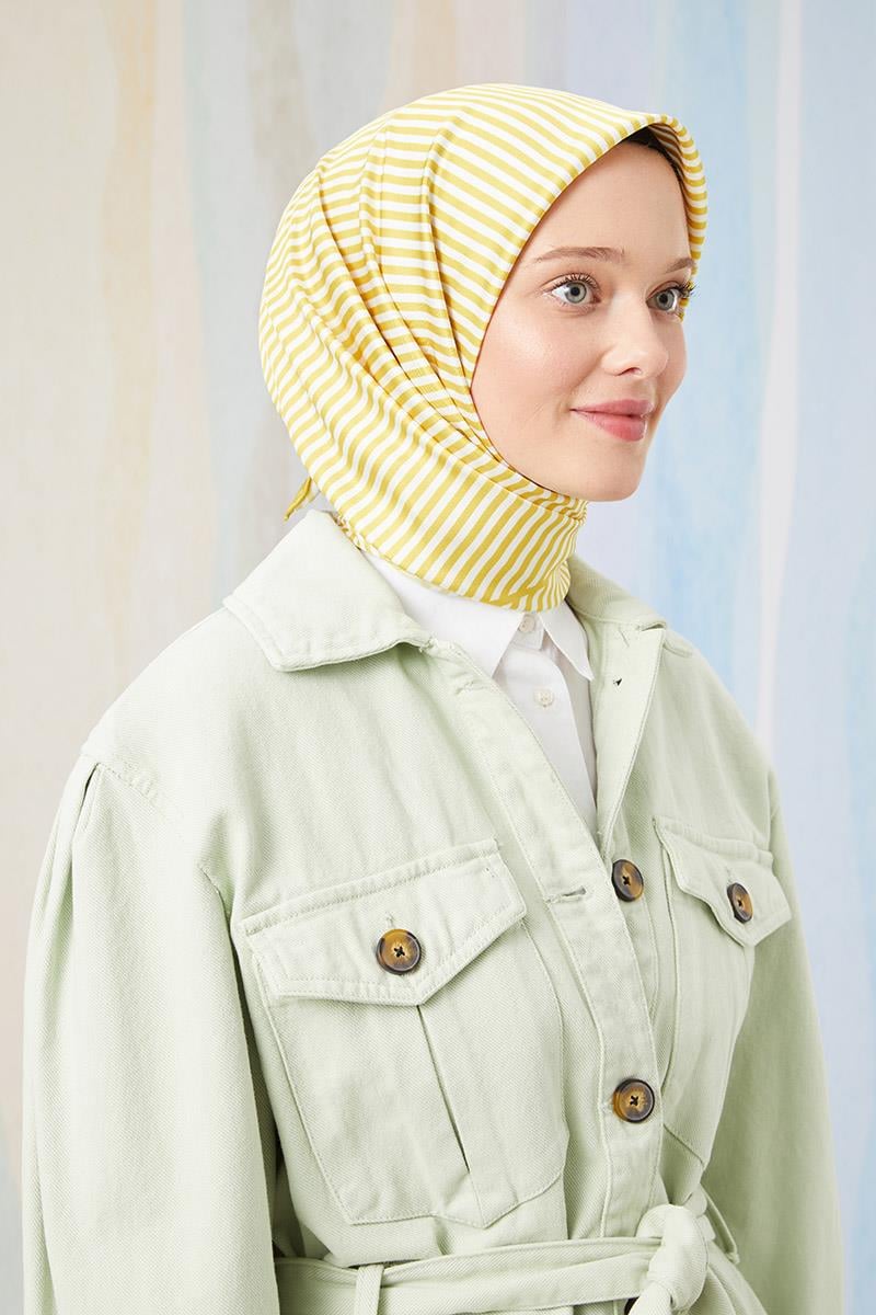 Fivescarf Sarı Twill Digital Eşarp