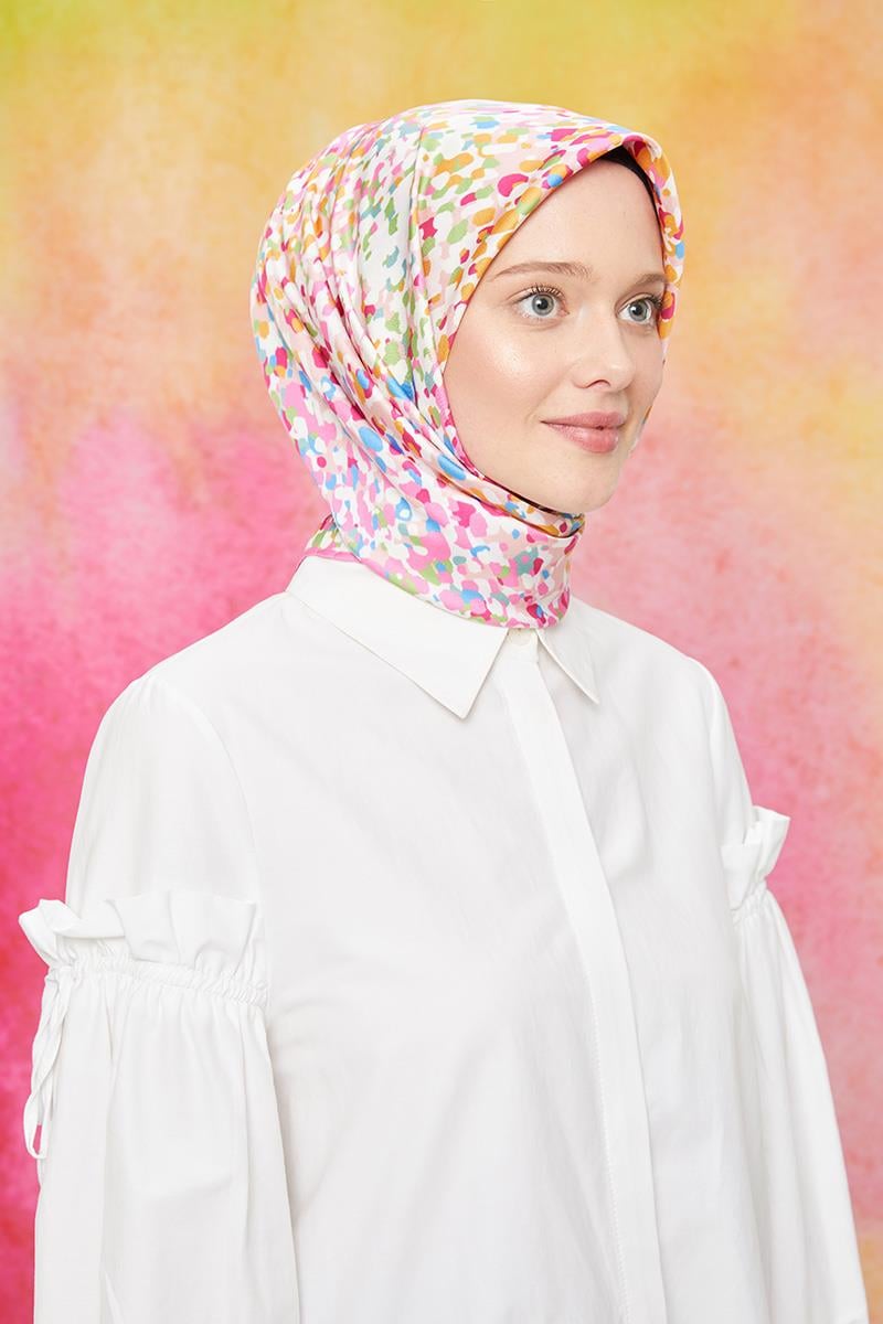 Fivescarf Şeker Pembesi Twill Digital Eşarp