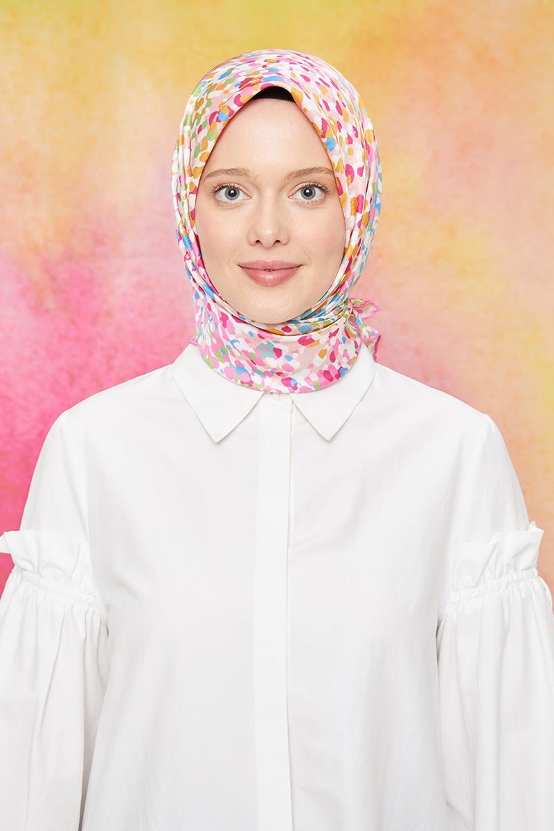 Fivescarf Şeker Pembesi Twill Digital Eşarp