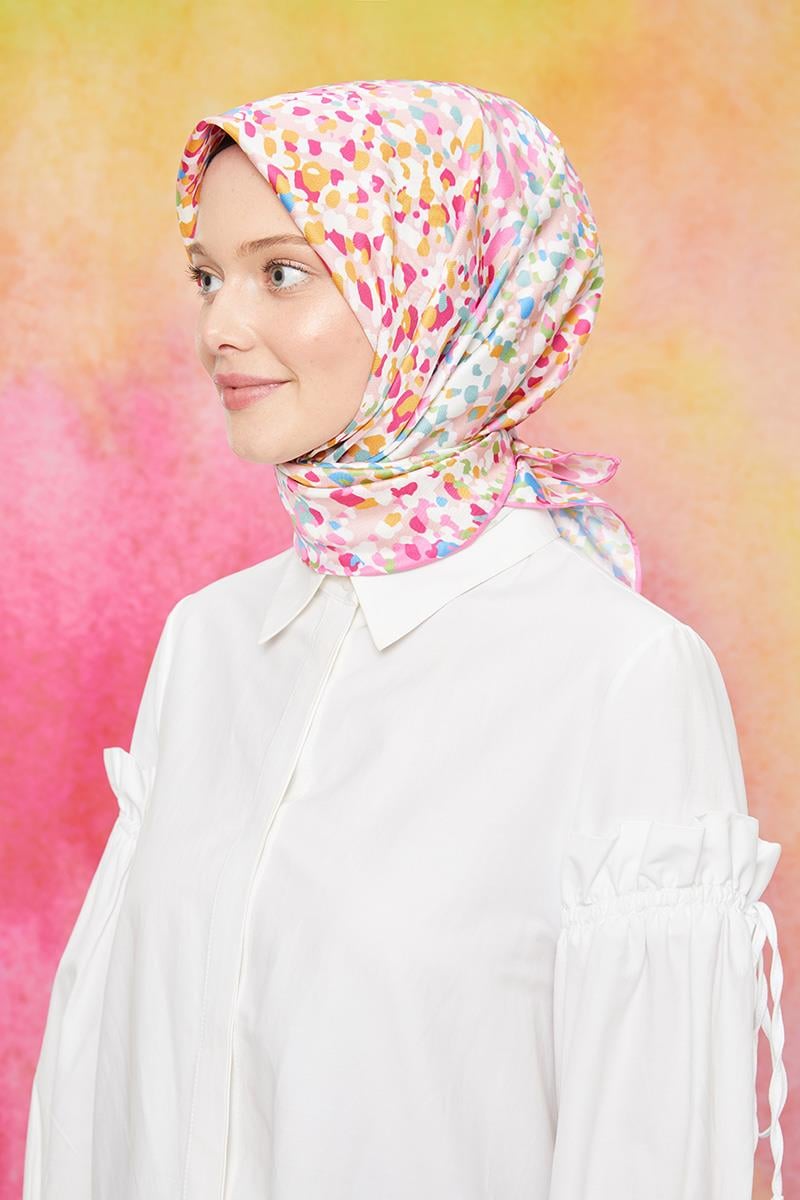 Fivescarf Şeker Pembesi Twill Digital Eşarp