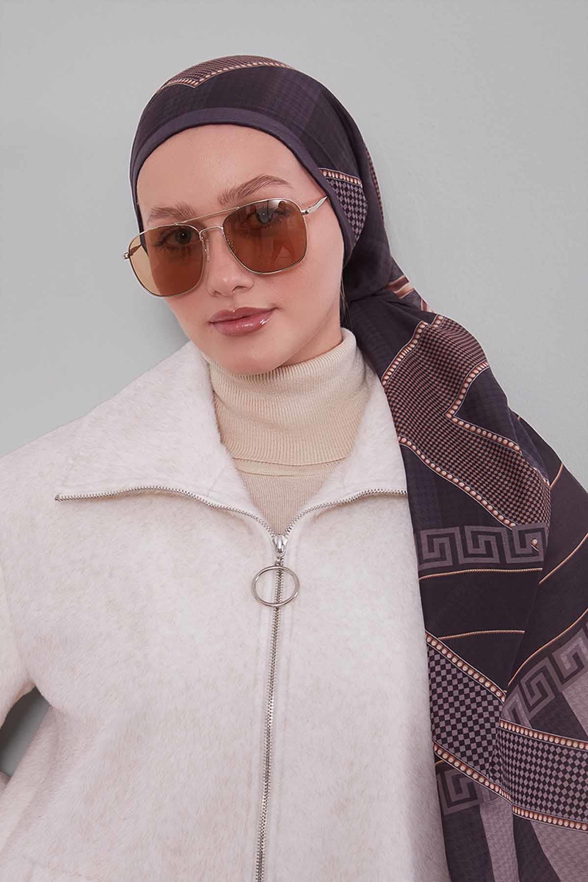 Fivescarf Siyah Boncuk Desen Silk Coton Eşarp