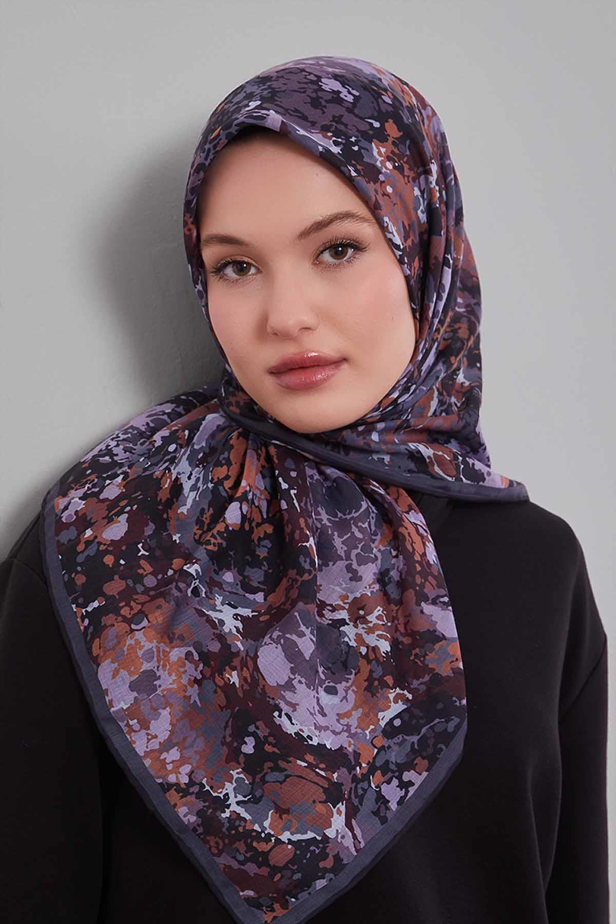 Fivescarf Siyah Damla Desen Silk Coton Eşarp