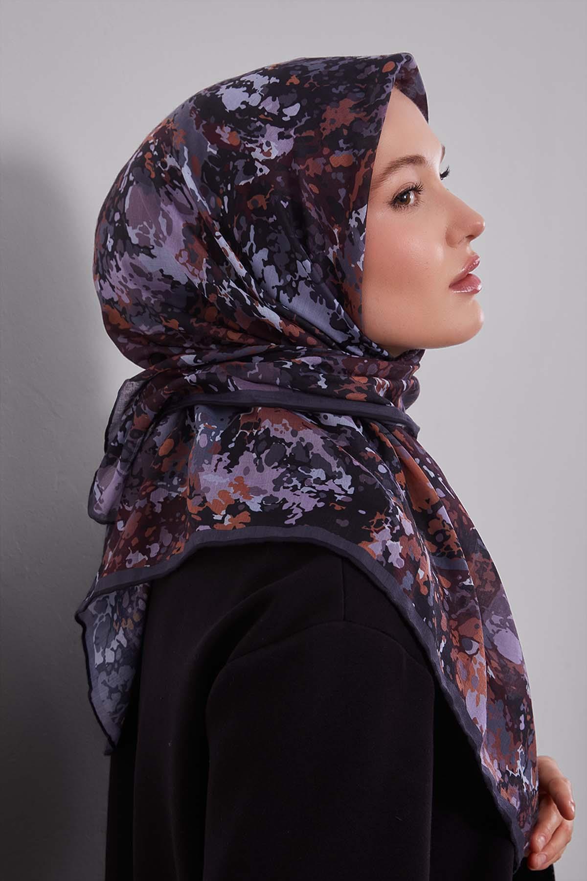 Fivescarf Siyah Damla Desen Silk Coton Eşarp