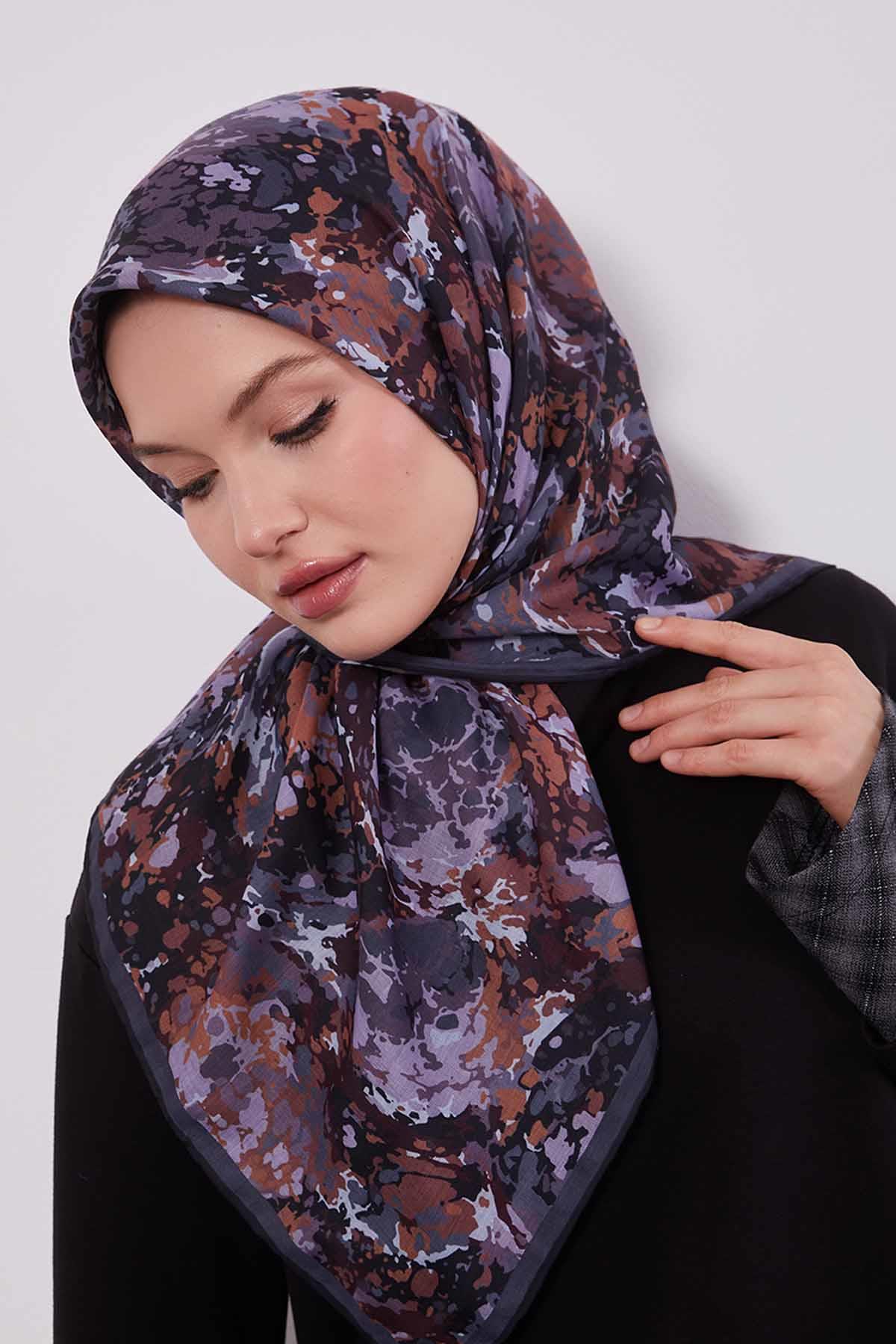 Fivescarf Siyah Damla Desen Silk Coton Eşarp