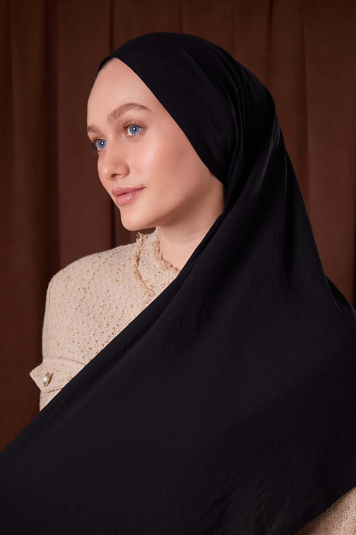 Fivescarf Siyah Düz Luna Cotton Şal