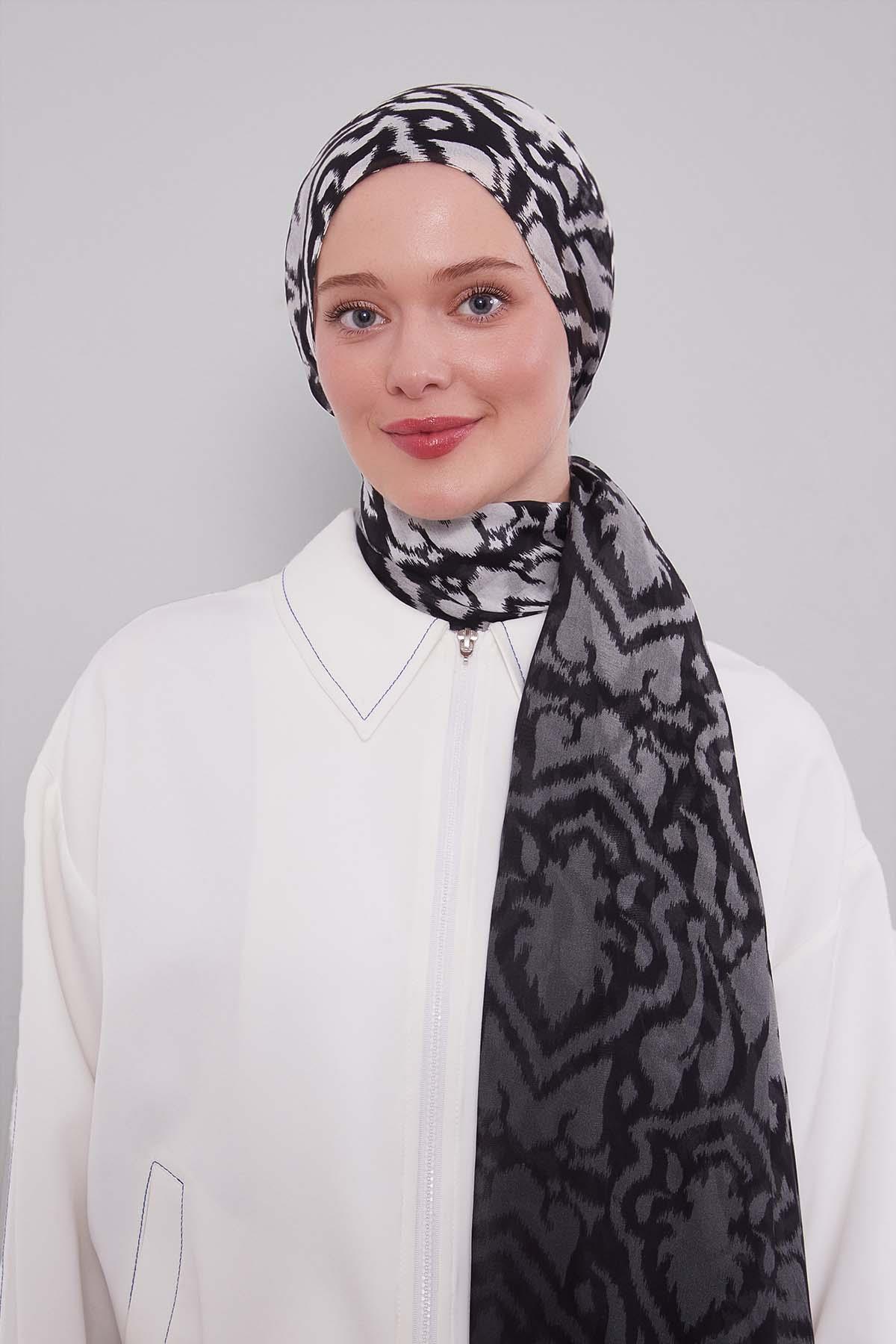 Fivescarf Siyah-Ekru Renk Geçişli Vivian Şal