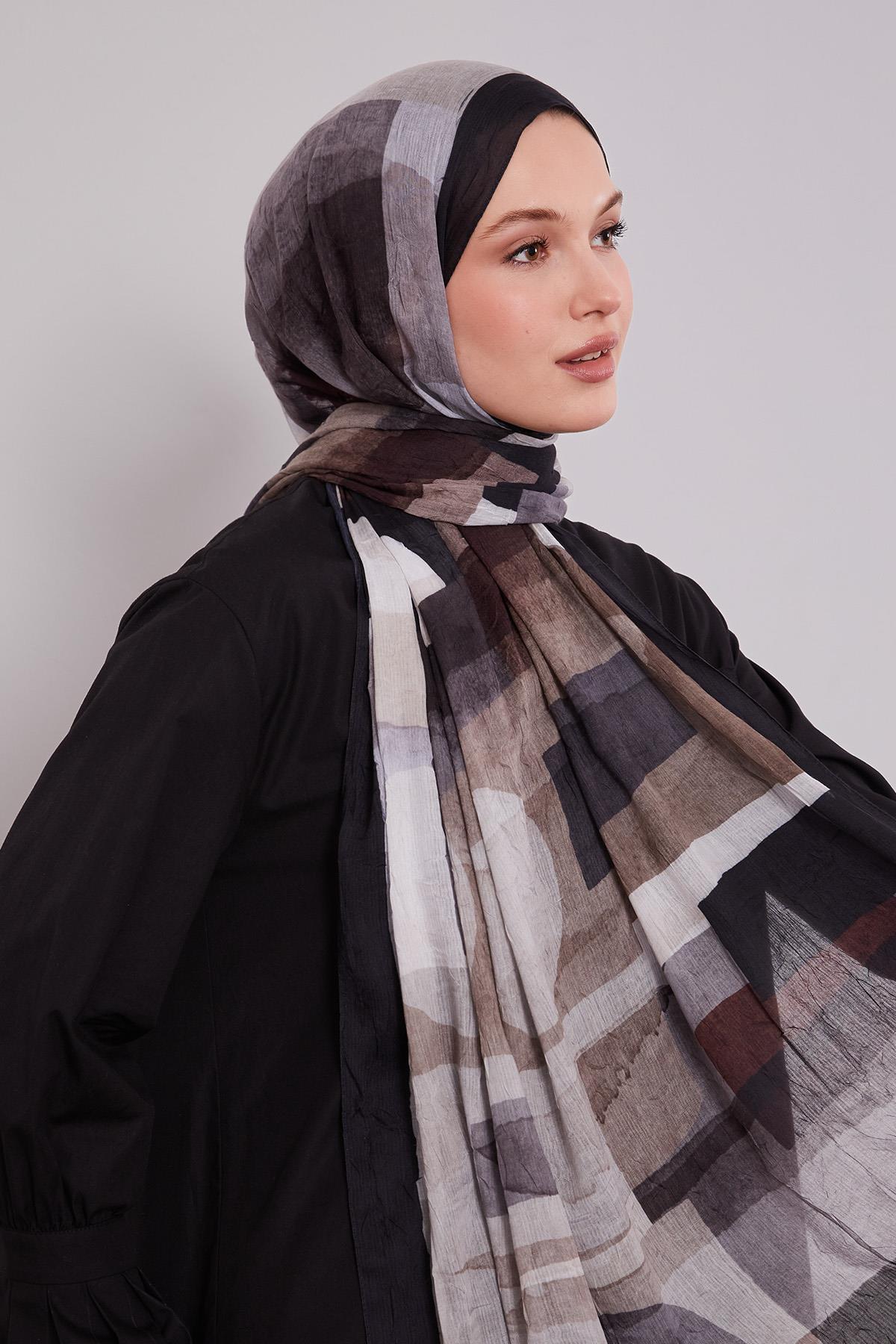 Fivescarf Siyah Geometrik Desen Craze Comfort Şal
