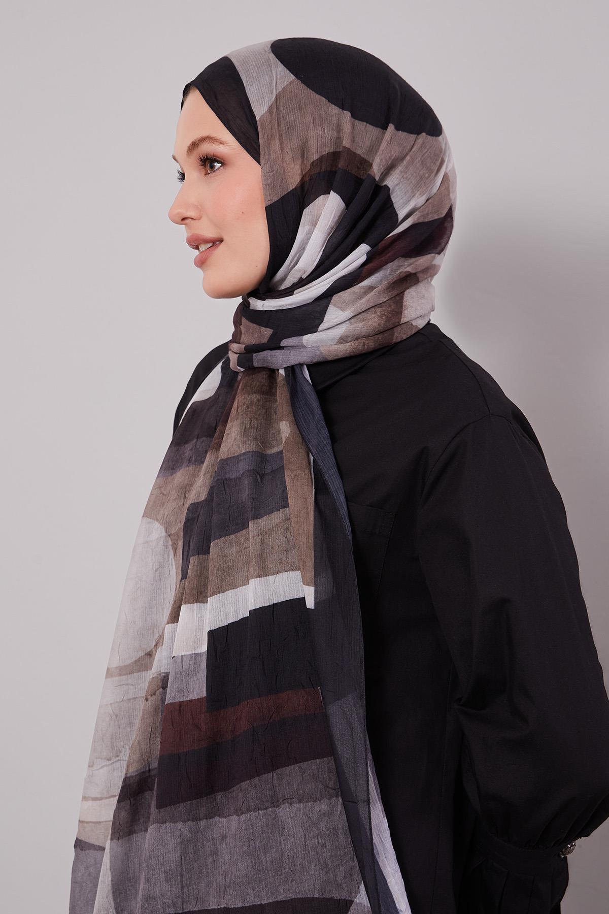 Fivescarf Siyah Geometrik Desen Craze Comfort Şal