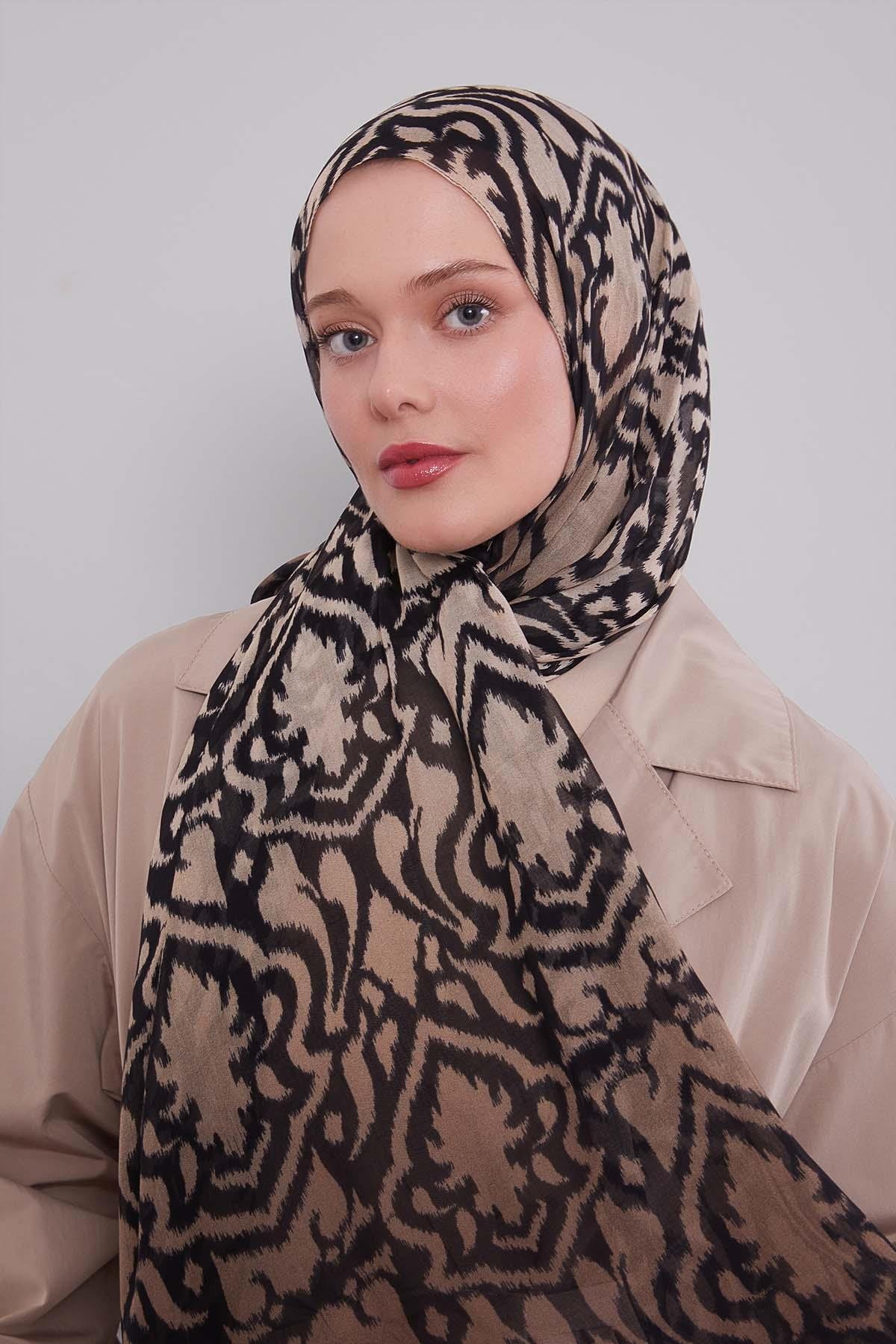 Fivescarf Siyah-Kahve Renk Geçişli Vivian Şal