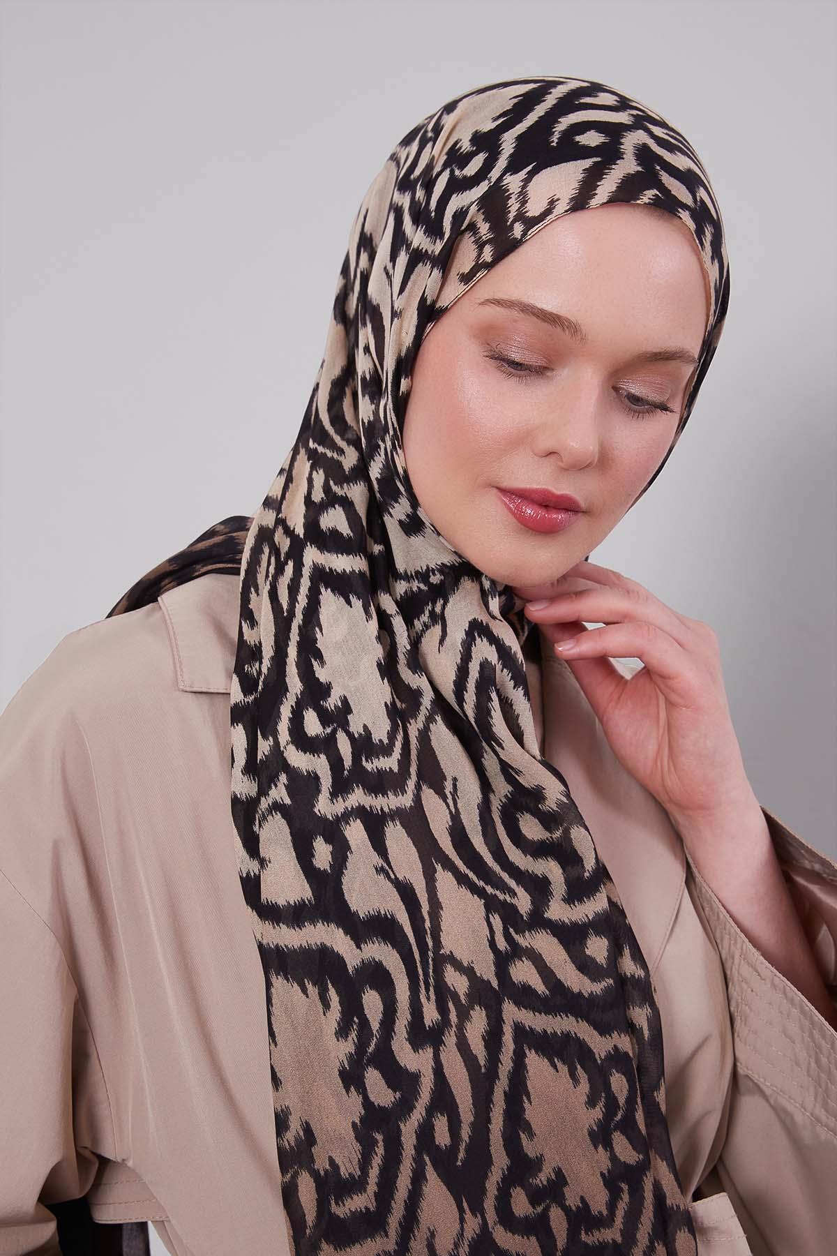 Fivescarf Siyah-Kahve Renk Geçişli Vivian Şal