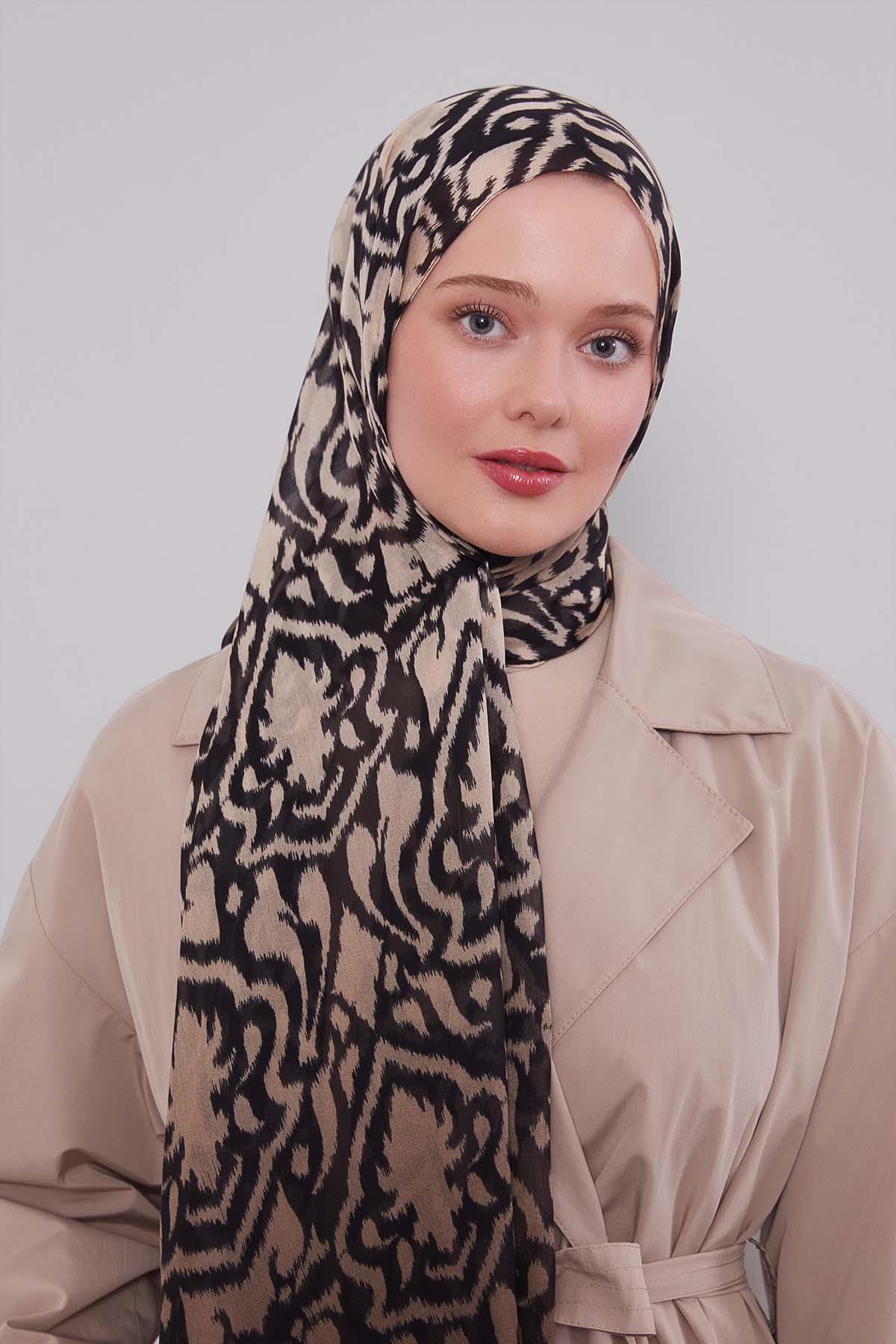 Fivescarf Siyah-Kahve Renk Geçişli Vivian Şal