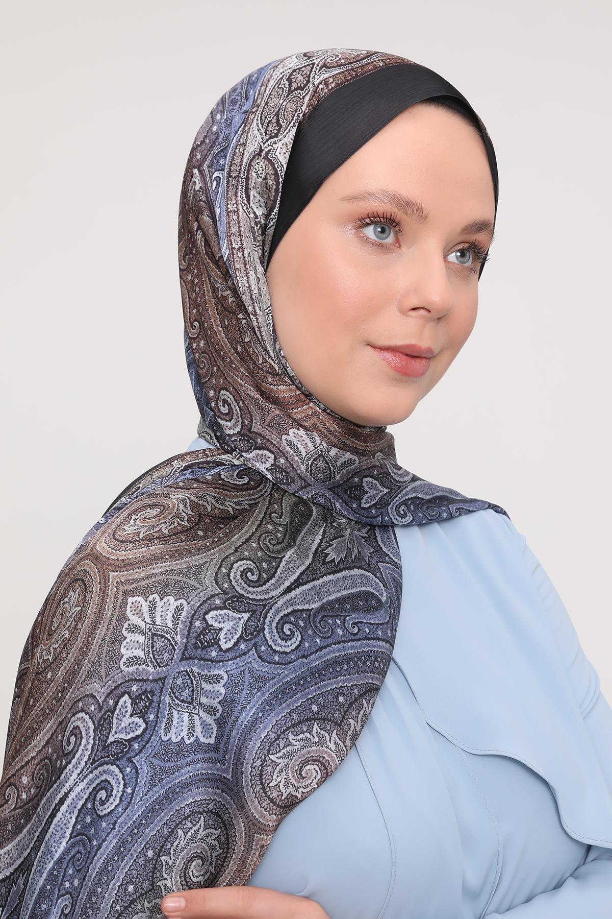 Fivescarf Siyah-Mavi Gölgeli Desen Brand Şal