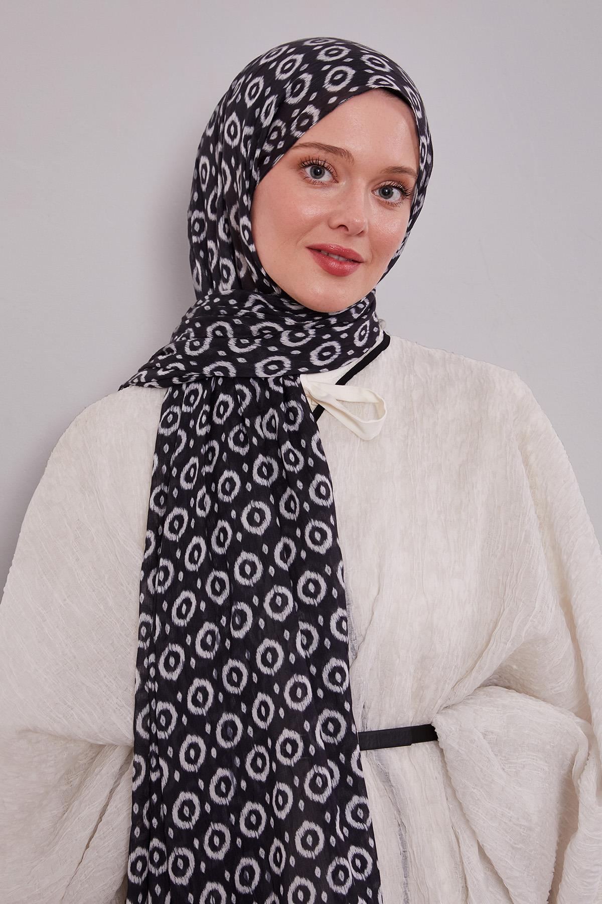 Fivescarf Siyah Micro Desenli Craze Comfort Şal