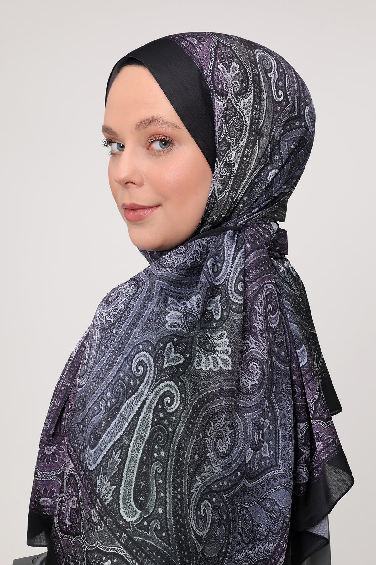 Fivescarf SİYAH-MOR Gölgeli Desen Brand Şal
