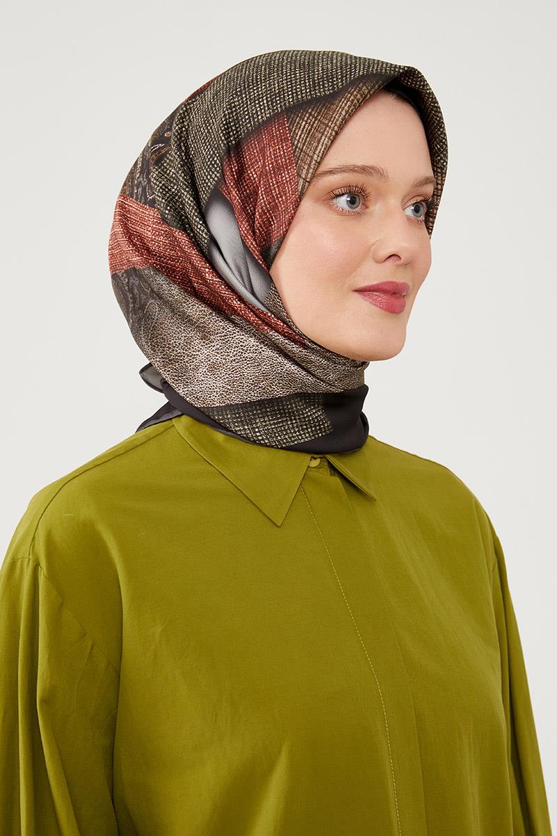 Fivescarf Siyah Twil Digital Eşarp