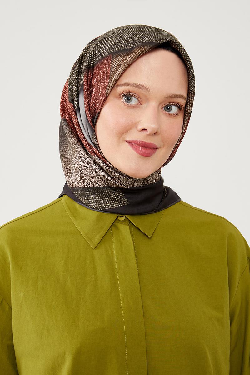 Fivescarf Siyah Twil Digital Eşarp