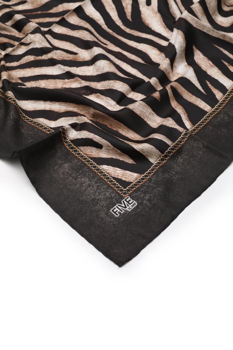Fivescarf Siyah Twill Digital Eşarp