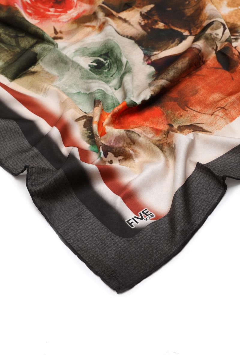 Fivescarf Siyah Twill Digital Eşarp