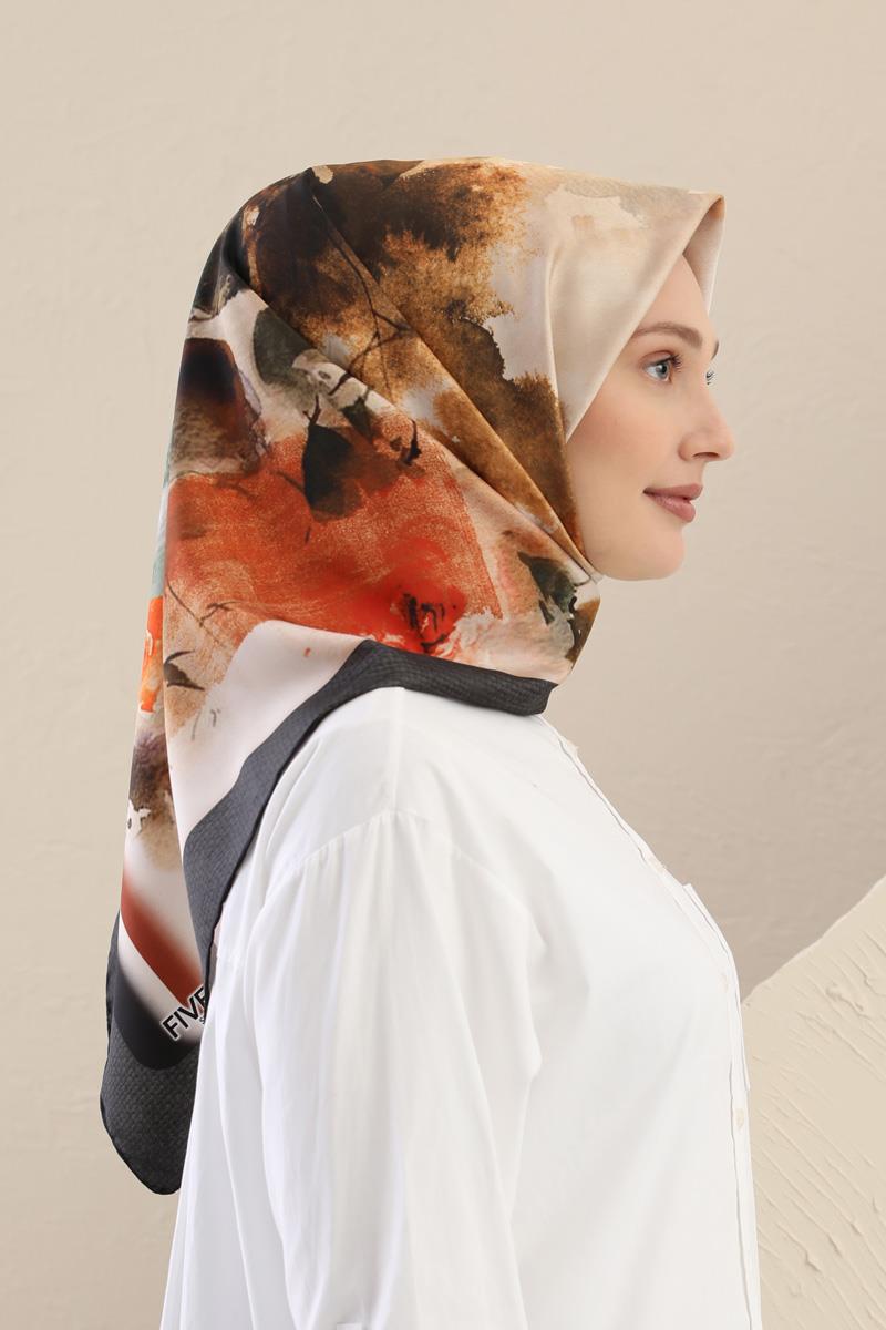 Fivescarf Siyah Twill Digital Eşarp