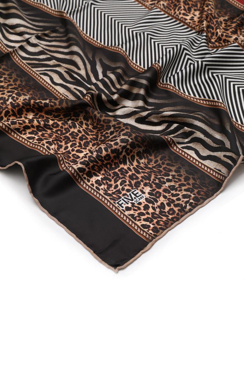 Fivescarf Siyah Twill Digital Eşarp
