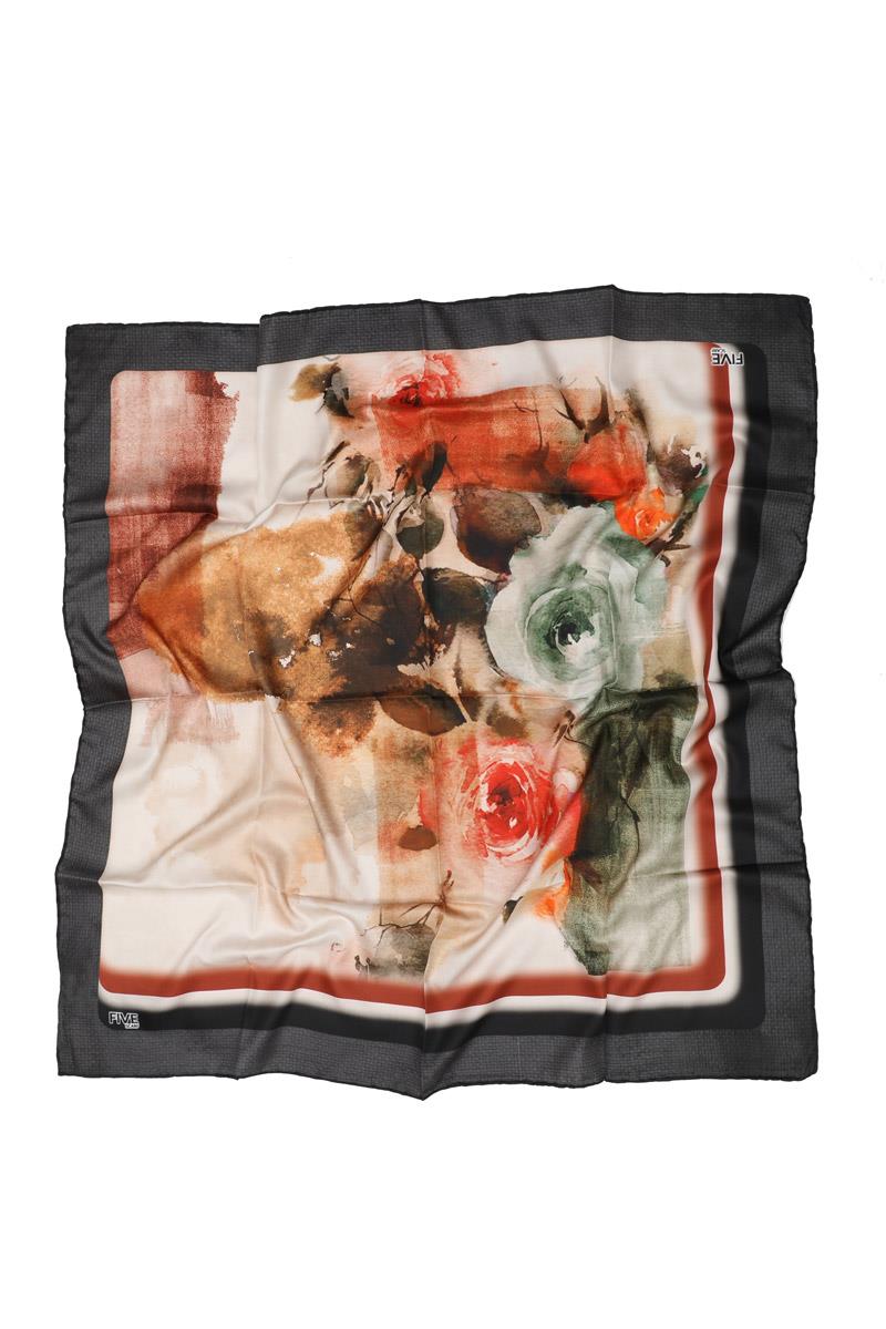 Fivescarf Siyah Twill Digital Eşarp