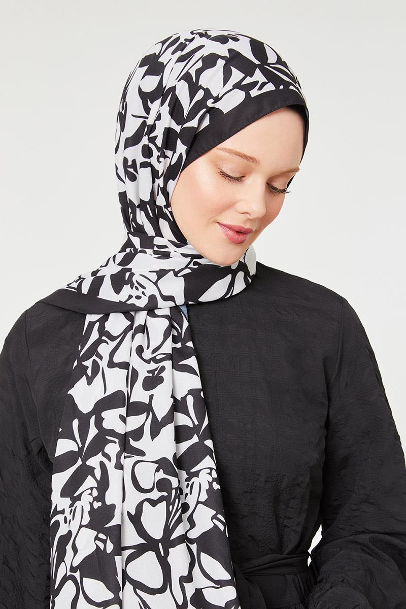 Fivescarf Siyah Yonca Desen Mono Şal