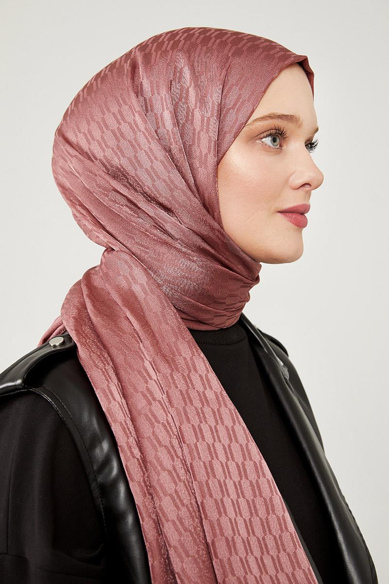 Fivescarf Soğan Kabuğu Burgu Desen Jakarlı Elegance Şal