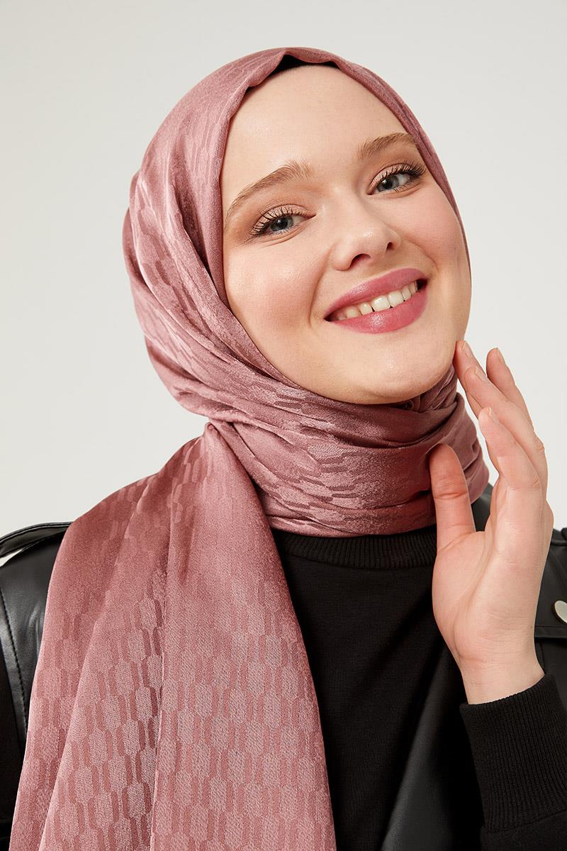 Fivescarf Soğan Kabuğu Burgu Desen Jakarlı Elegance Şal