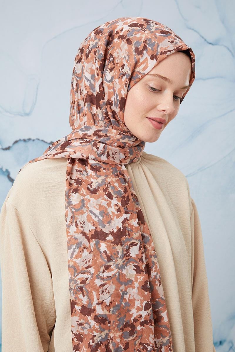 Fivescarf Somon Desenli Cotton Şal