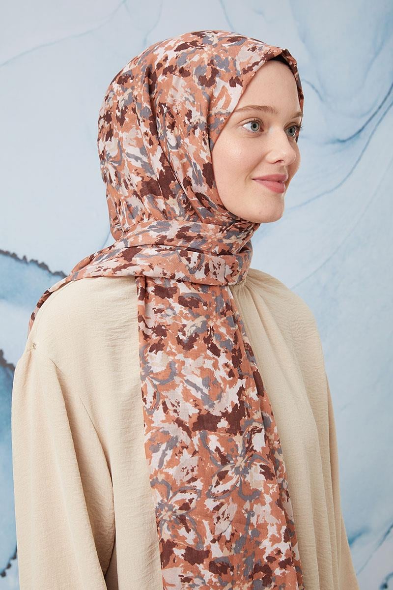 Fivescarf Somon Desenli Cotton Şal