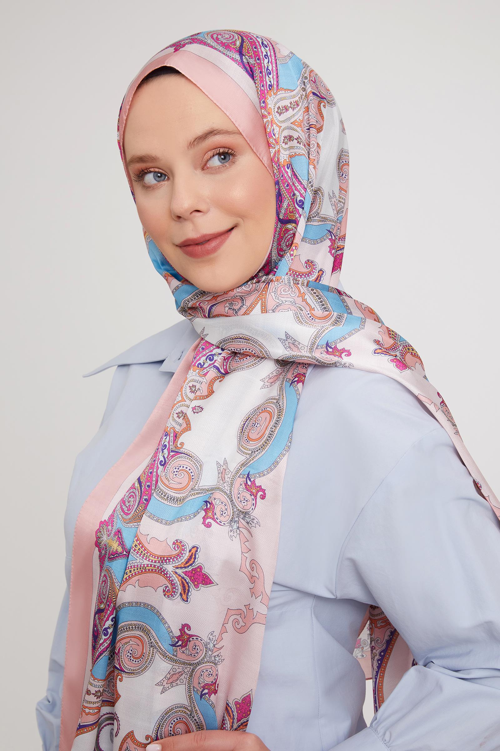 Fivescarf Somon Etnik Çini Desen Vual İpek Şal