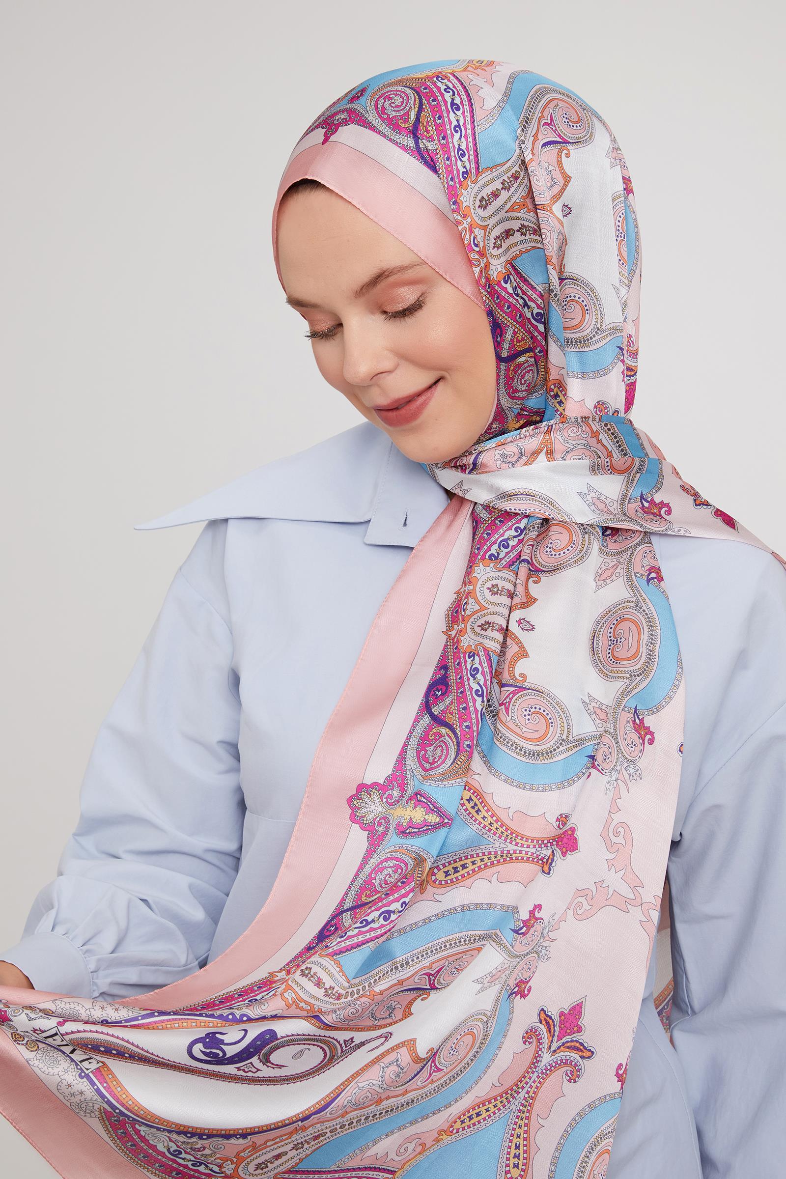 Fivescarf Somon Etnik Çini Desen Vual İpek Şal