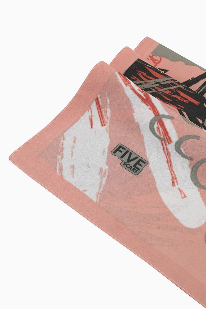 Fivescarf Somon Gölge Desen Krep Şal