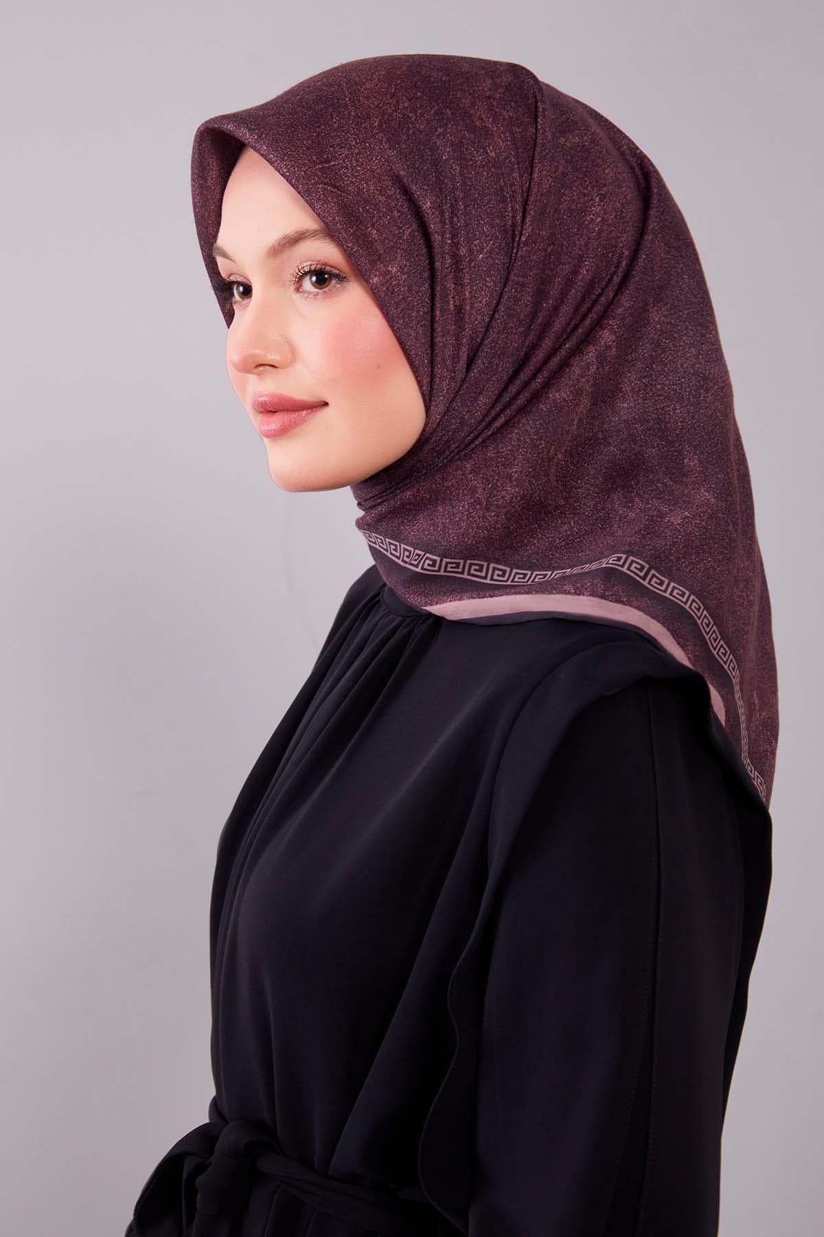 Fivescarf Somon Kenar Motifli Silk Cotton Eşarp