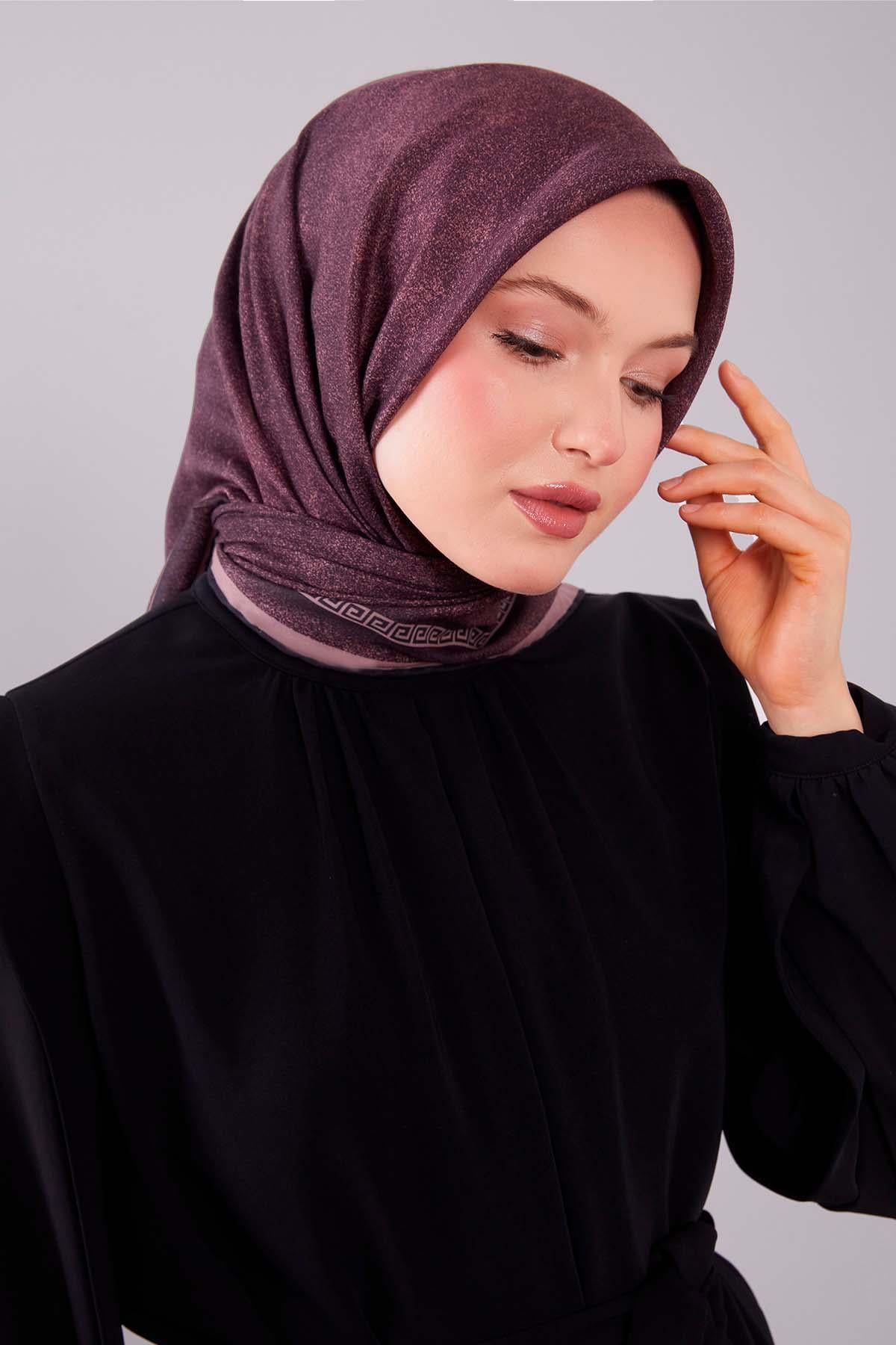 Fivescarf Somon Kenar Motifli Silk Cotton Eşarp