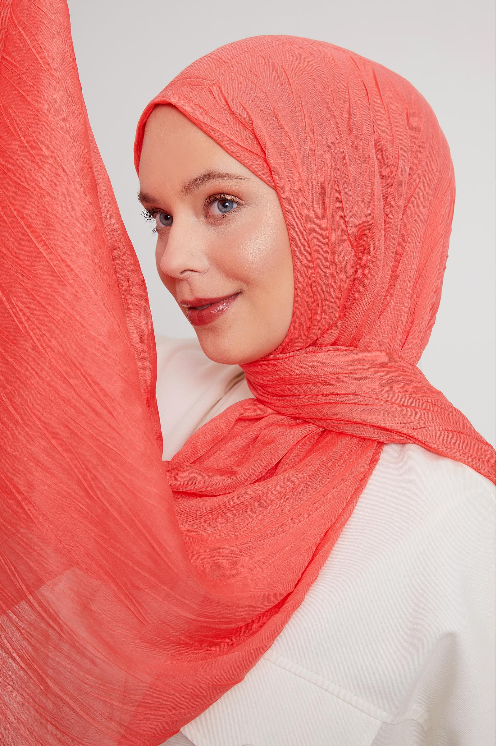 Fivescarf Somon Pliseli Pamuklu Şal