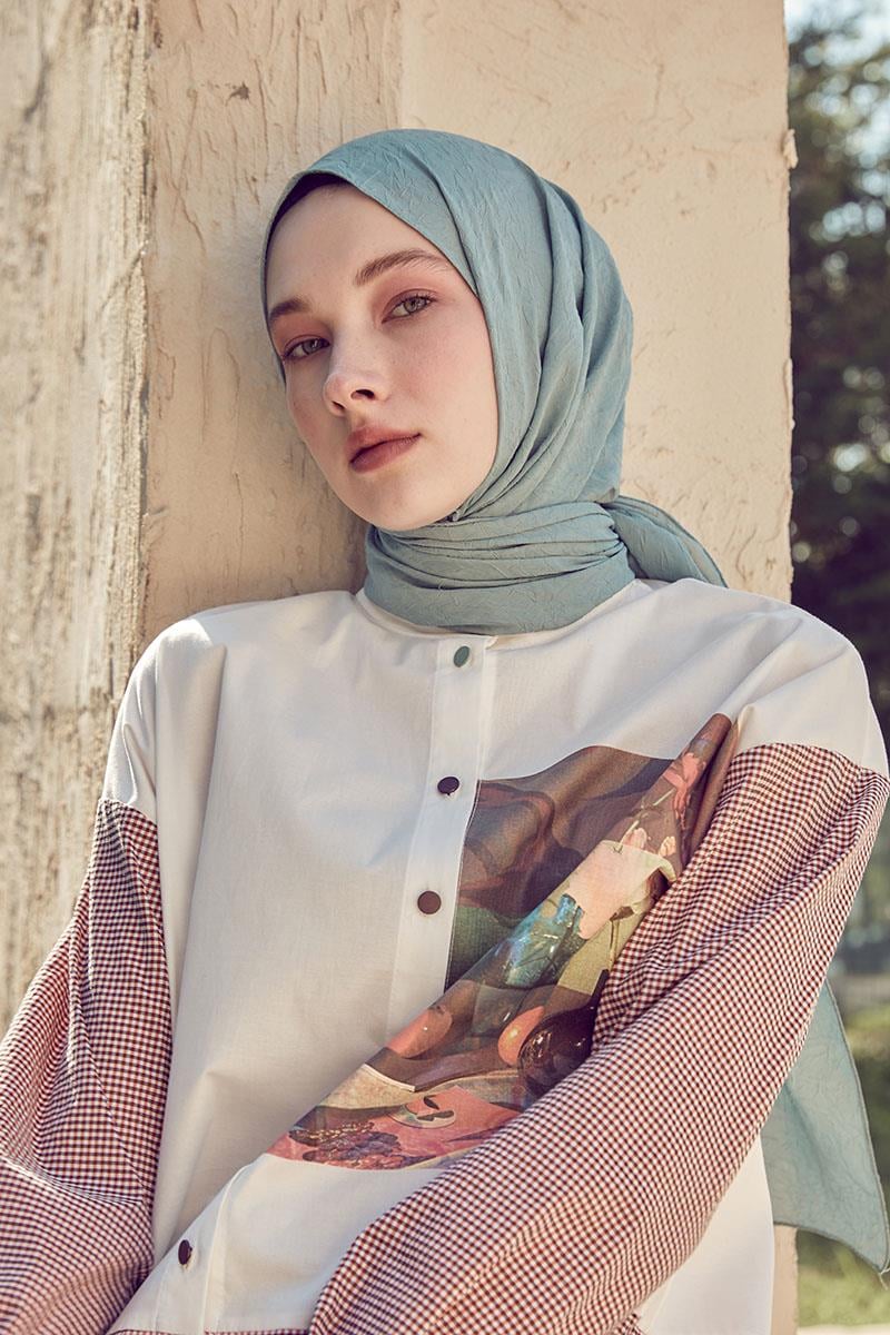 Fivescarf Su Yeşili Kraş Krep Şal