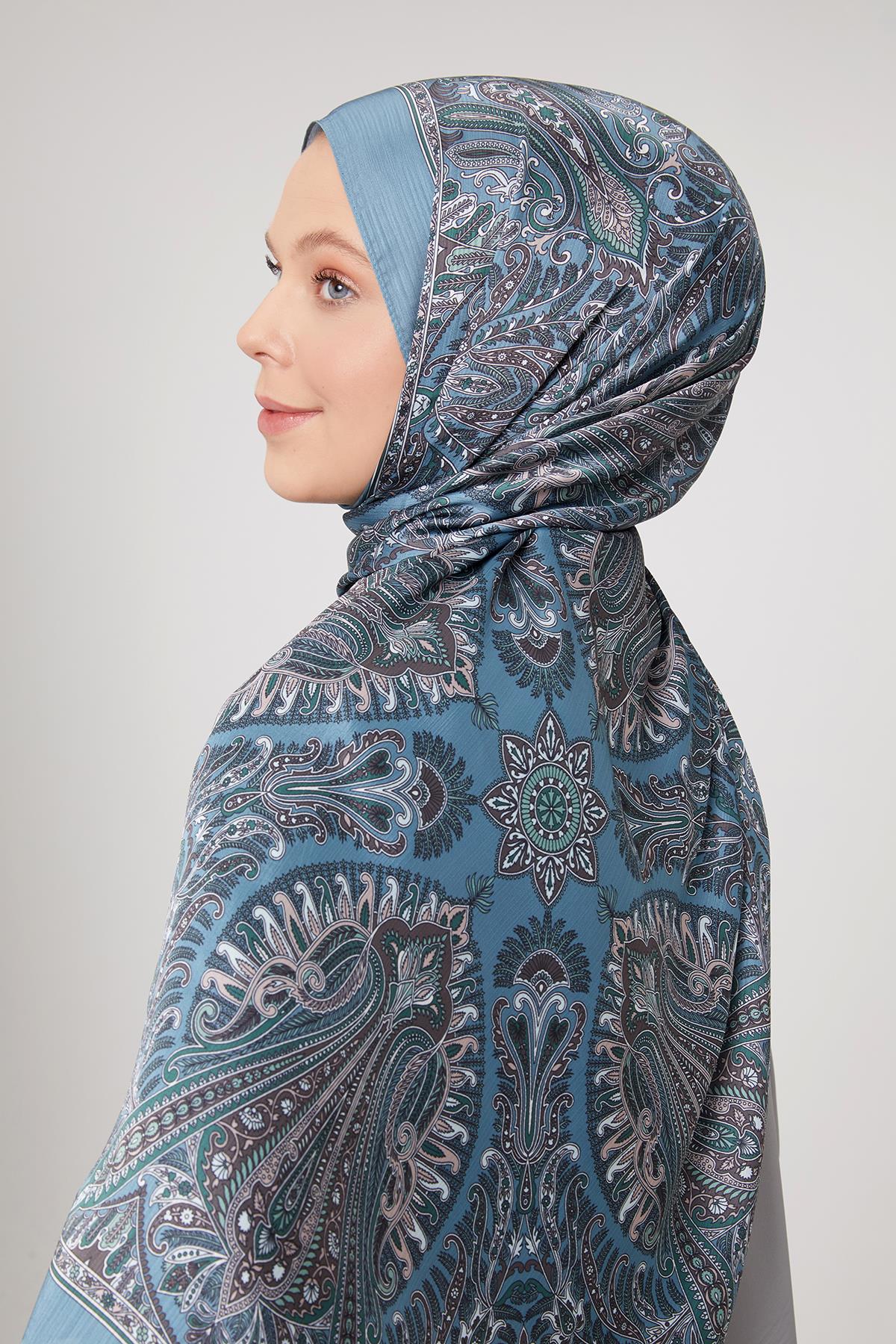 Fivescarf Su Yeşili Motif Desen Brand Şal